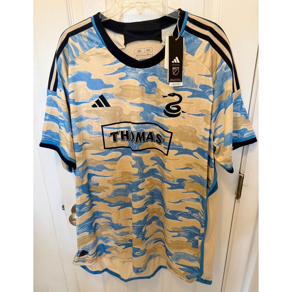 Philadelphia Union Jersey Away 23/24 Adidas Men's 2XL Slim Fit Blue Camo NWT